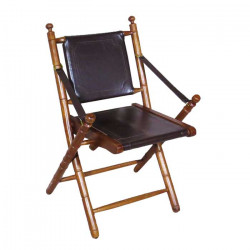 Silla madera y cuero plegable