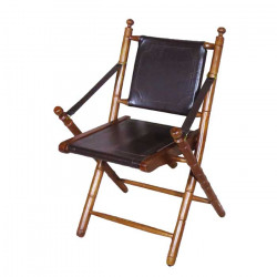 Silla madera y cuero plegable