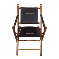 Silla madera y cuero plegable